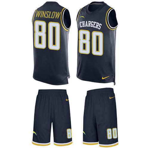 Nike Chargers #80 Kellen Winslow Navy Blue Team Color Men's Stitched NFL Limited Tank Top Suit Jersey - Click Image to Close